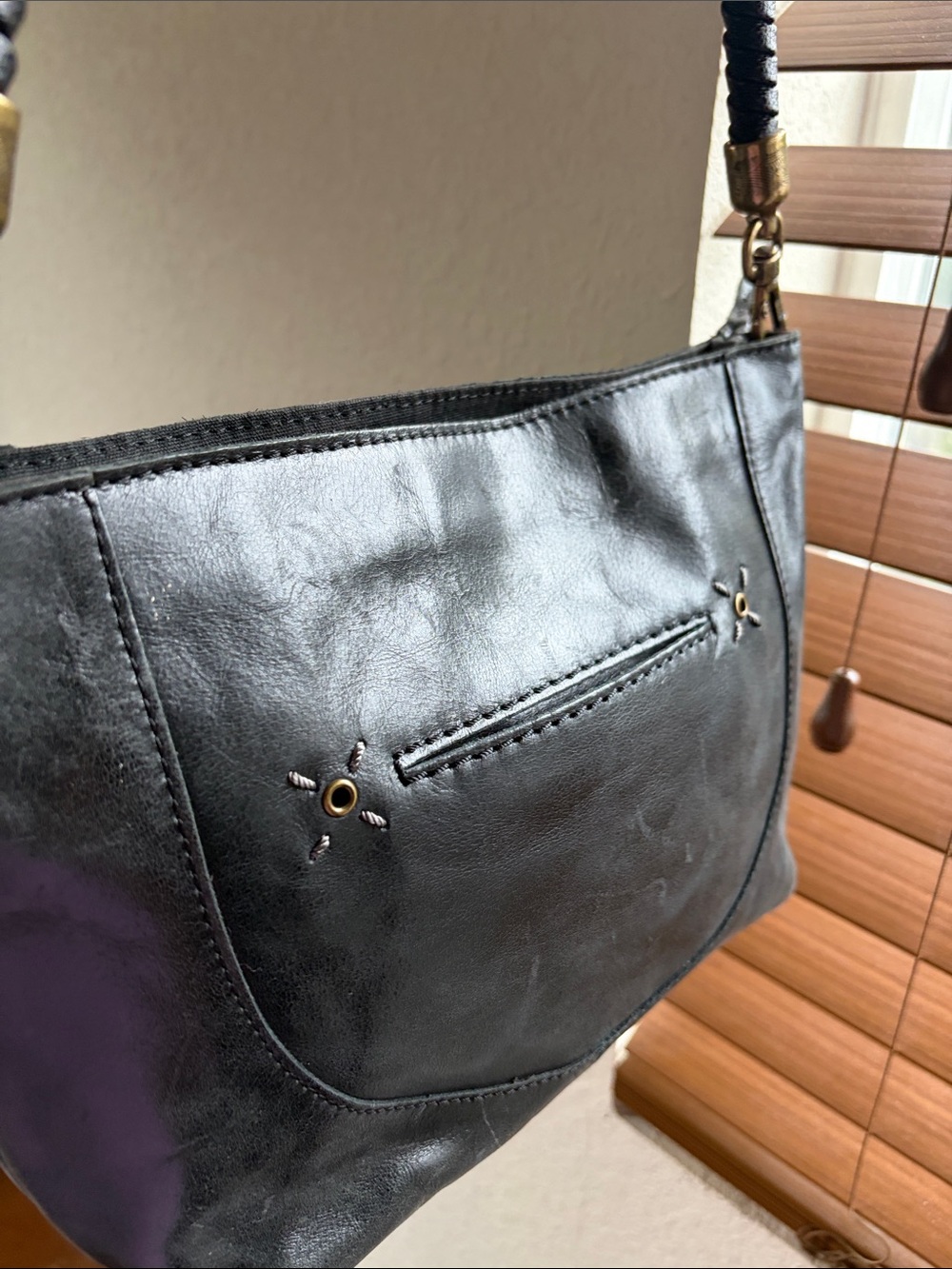 The Sak Black Braided-Handle Leather Shoulder Bag - Picture 5 of 16